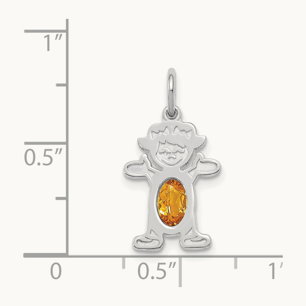 Girl 6x4 Oval Genuine Citrine-November — 14K White Gold