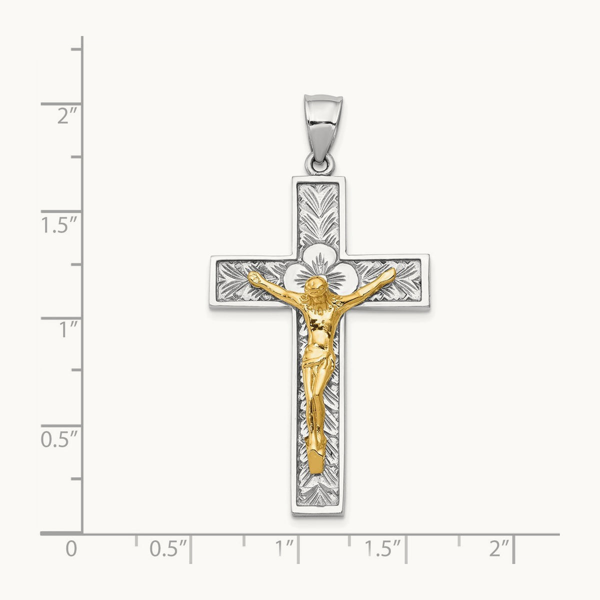Crucifix Pendant, 14K Two-tone