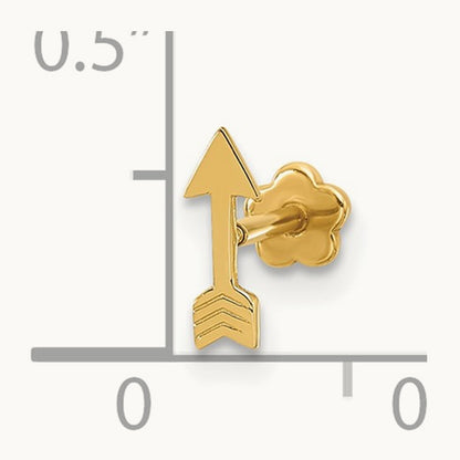 18 Gauge Polished Arrow Cartilage Body Jewelry, 14K