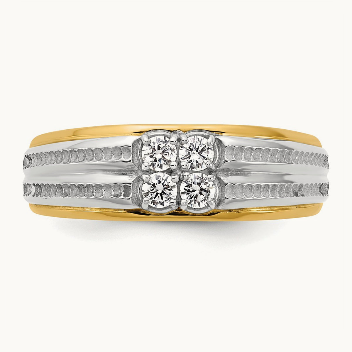 14ktt IB Goodman Mens Polished Complete 4-Stone 1/3ct Diamond Ring