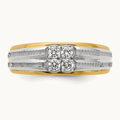 14ktt IB Goodman Mens Polished Complete 4-Stone 1/3ct Diamond Ring