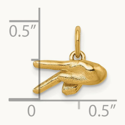 American Sign Language Alphabet Fingerspelling Sign P Pendant, 14K