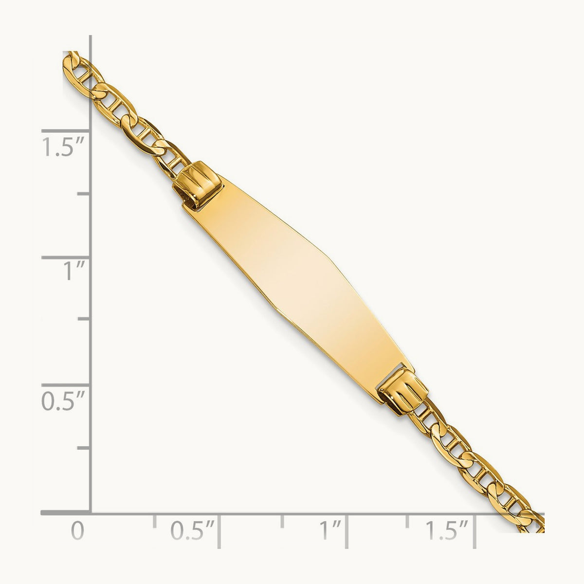 Soft Diamond Shape Anchor Link ID Bracelet, 14K