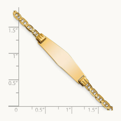 Soft Diamond Shape Anchor Link ID Bracelet, 14K