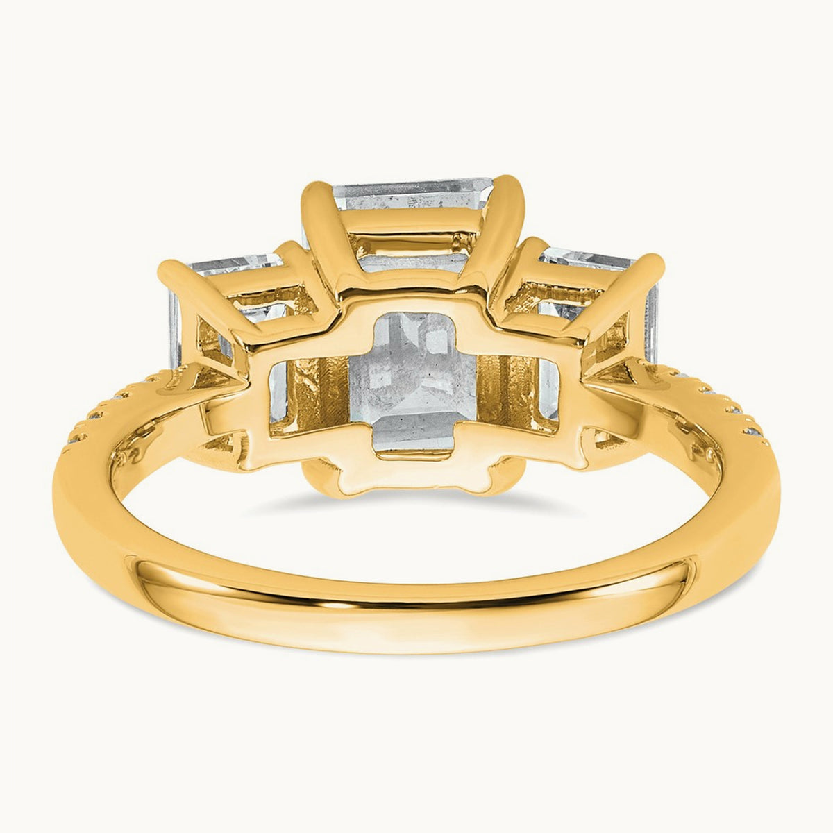 Emerald 3 Stone Engagement Ring, 1.75-3.25 ct tw Lab-Grown Diamond — 3 3/8 ct, VS (Best) · Certified, 14K Yellow Gold