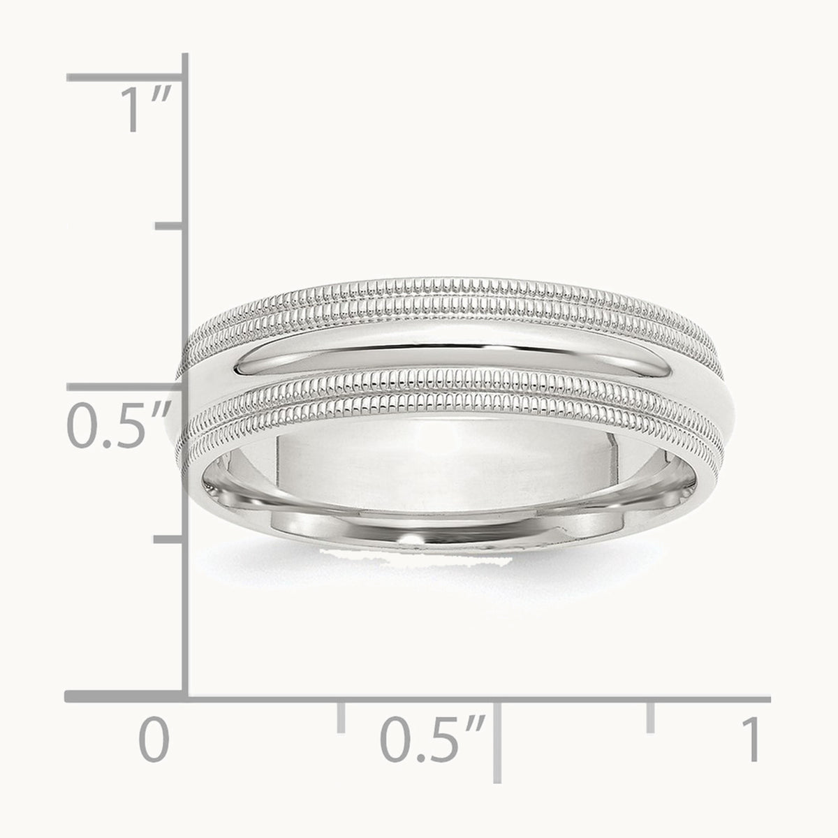 Sterling Silver 6mm Comfort Fit Double Milgrain Band