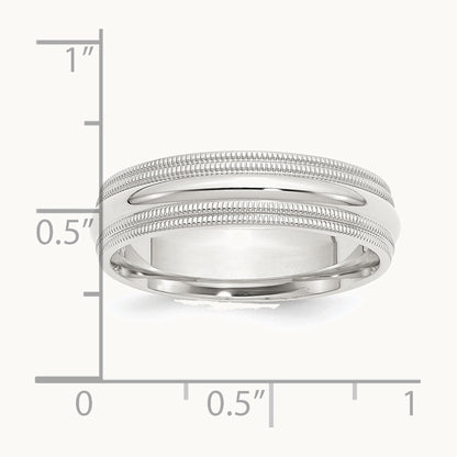 Sterling Silver 6mm Comfort Fit Double Milgrain Band