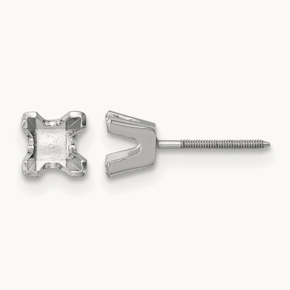Princess Cut Stud Earring Mountings, 3.75mm, 14K White Gold