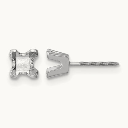 Princess Cut Stud Earring Mountings, 3.75mm, 14K White Gold