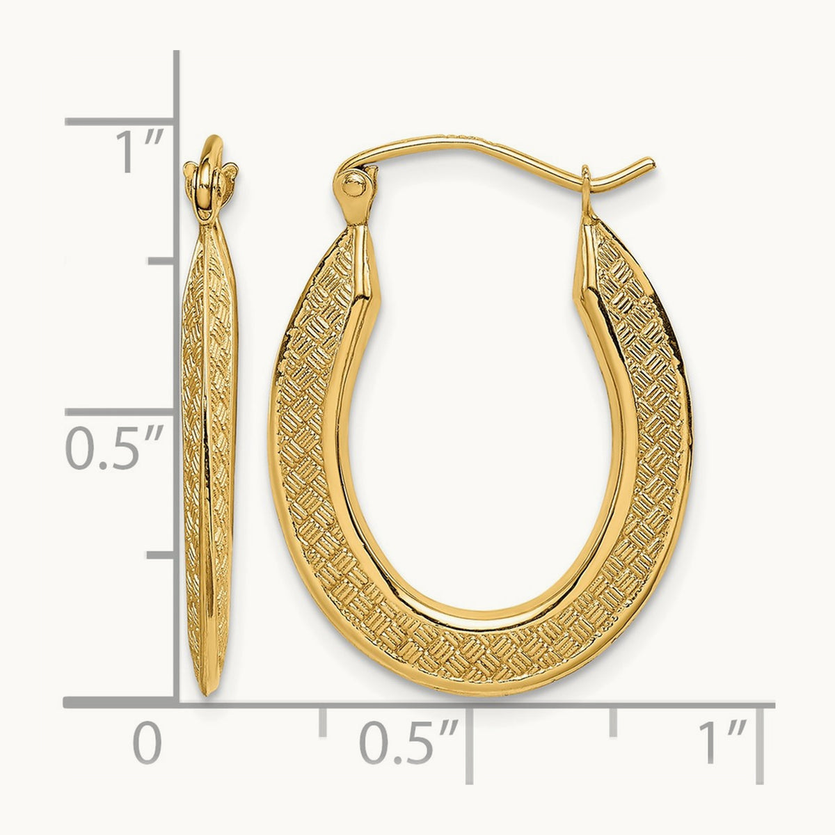Textured Stamped Hoop Earrings, 14K