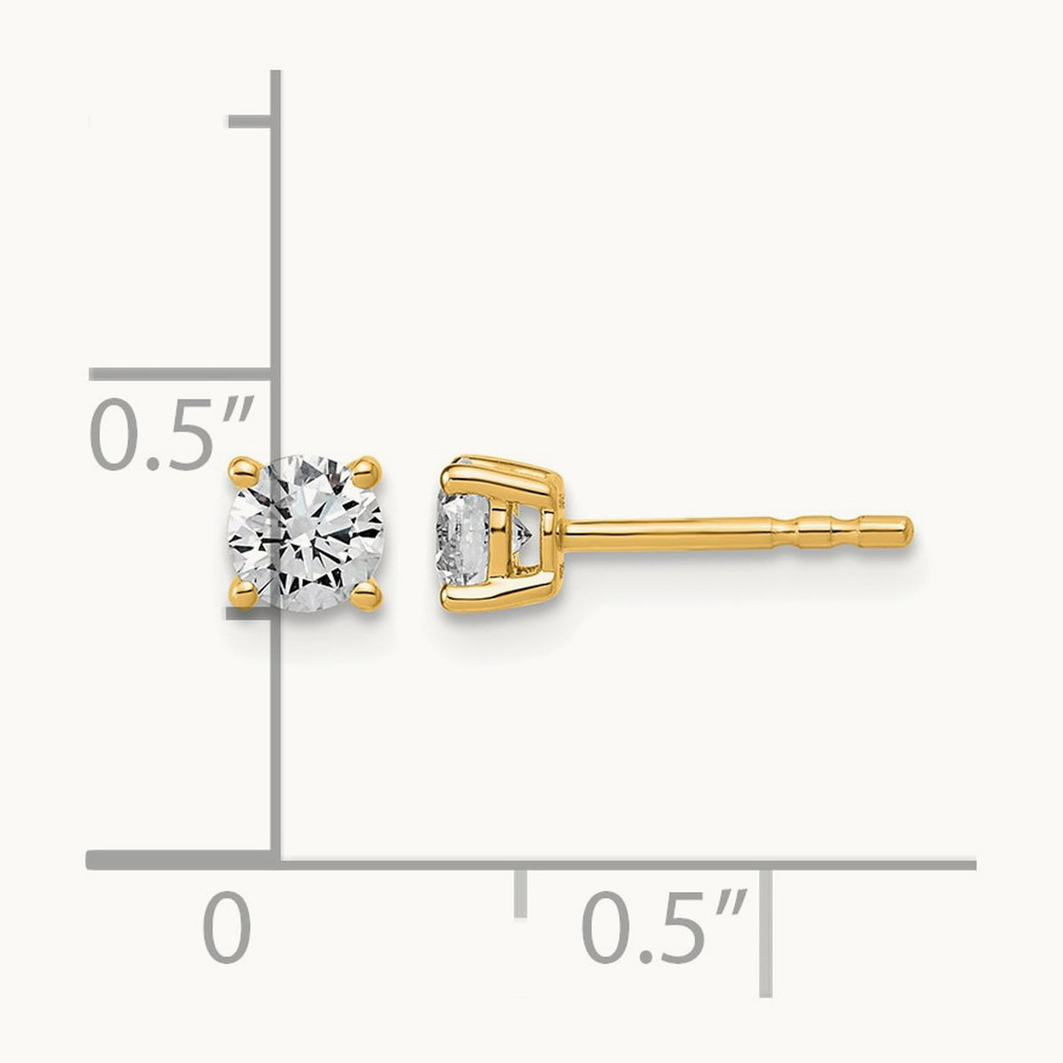 Round Lightweight Earrings, 0.25-6.00 ct tw Lab-Grown Diamond — 1/2 ct, 10K Yellow Gold