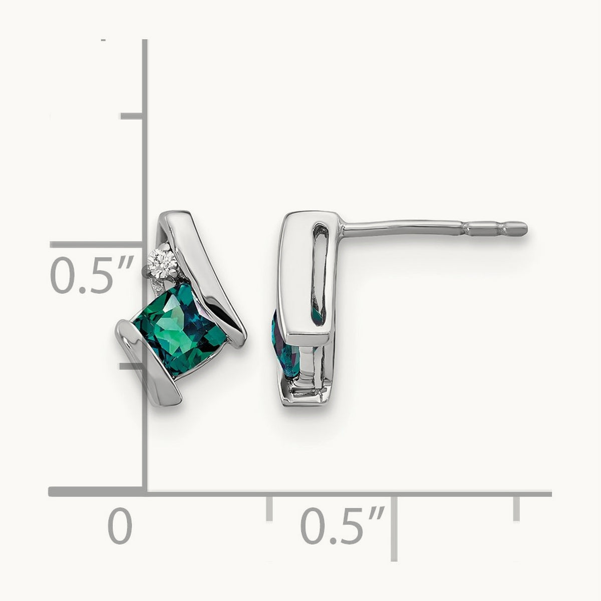Cushion Cr. Alexandrite and Diamond Earrings, 14K White Gold