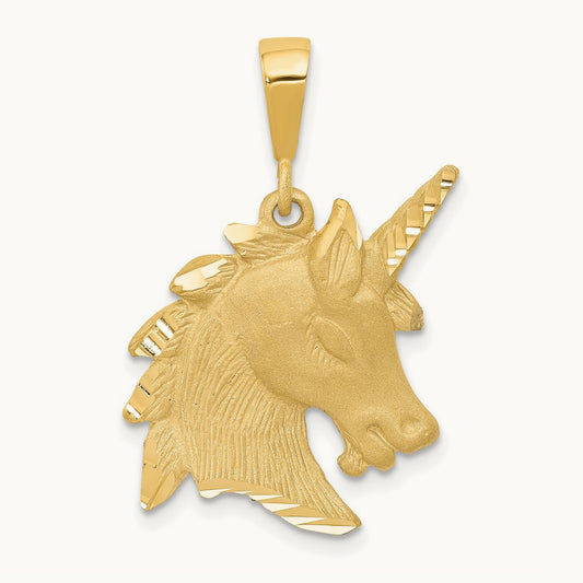 Unicorn Head Charm, 14K