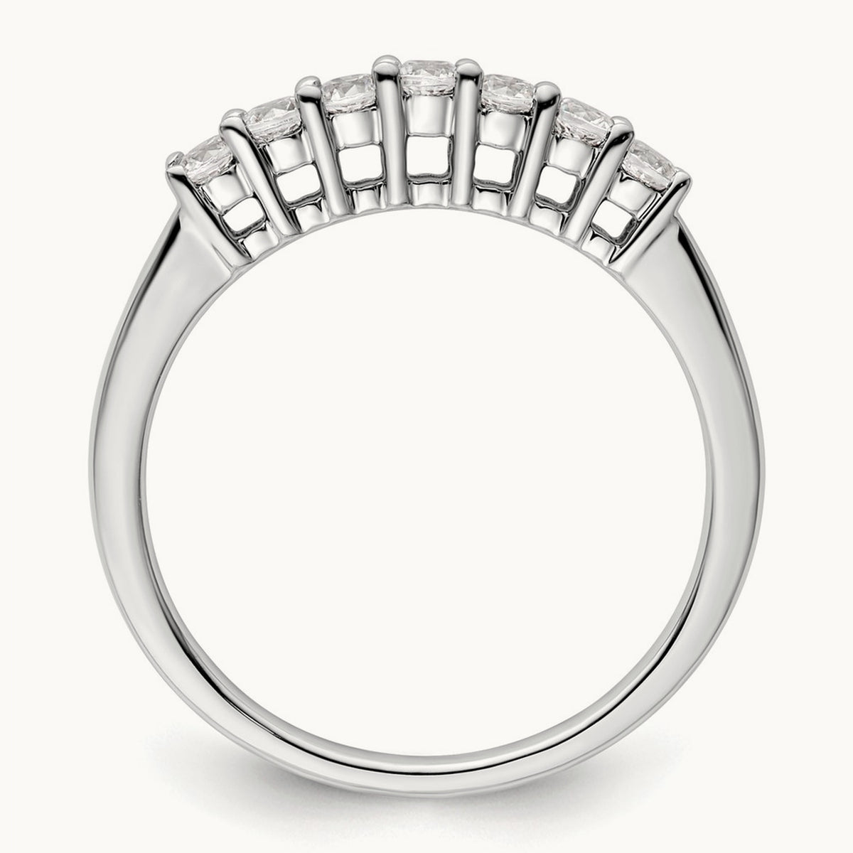 7-Stone Diamond Band, 14K White Gold
