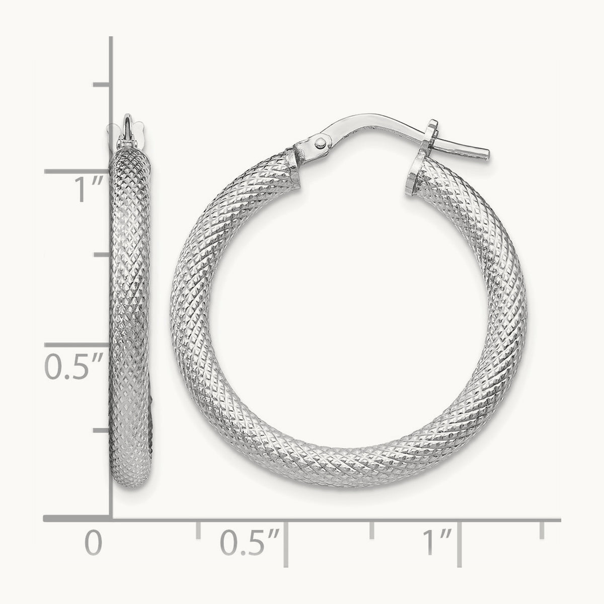 RH-plated Textured Hinged Hoop Earrings, Sterling Silver — Leslie's