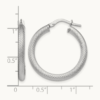 RH-plated Textured Hinged Hoop Earrings, Sterling Silver — Leslie's