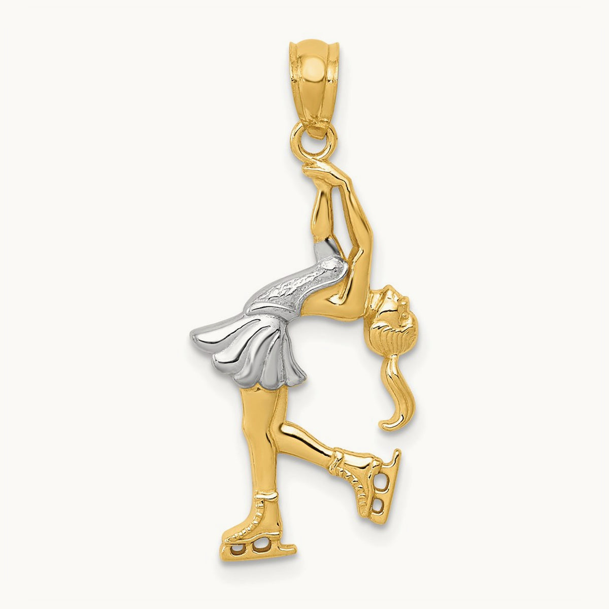 w/ Rhodium Ice Skater Pendant, 14K