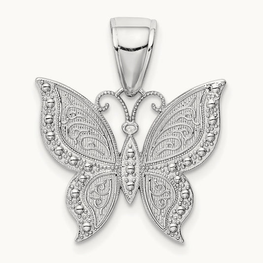 Butterfly Pendant, 14K White Gold