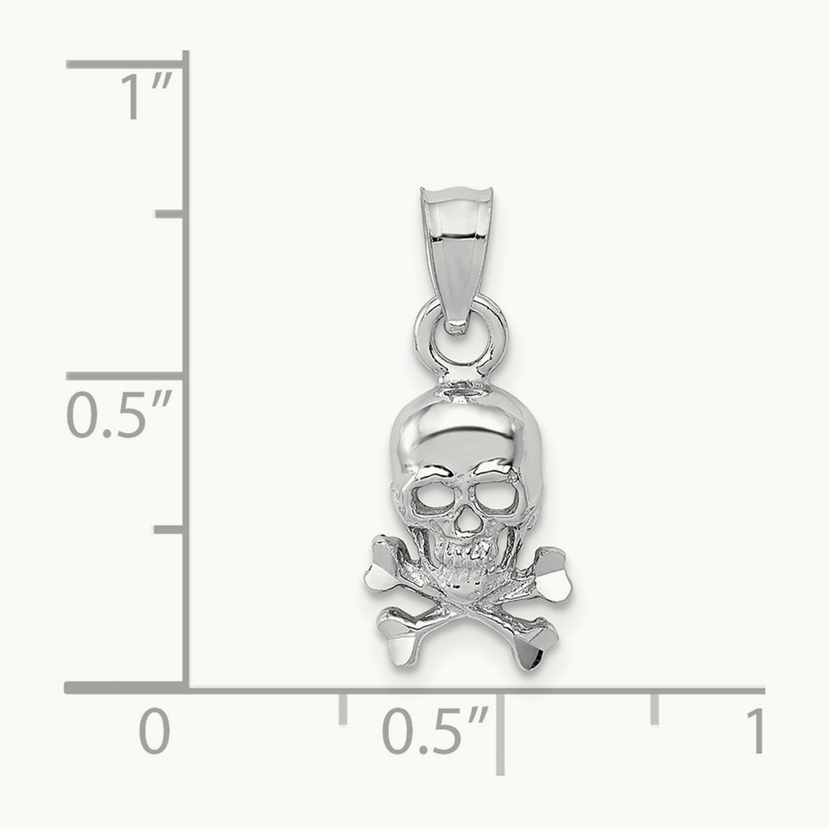 Skull and Crossbones Pendant, 14K White Gold