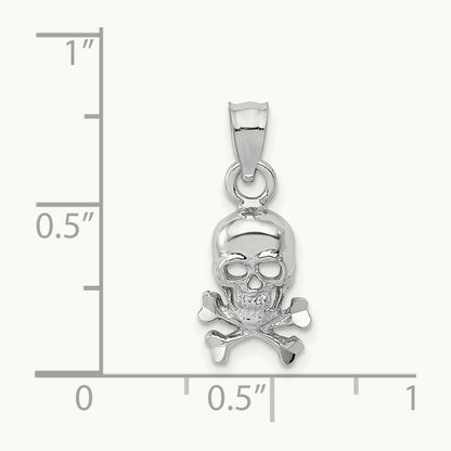 Skull and Crossbones Pendant, 14K White Gold
