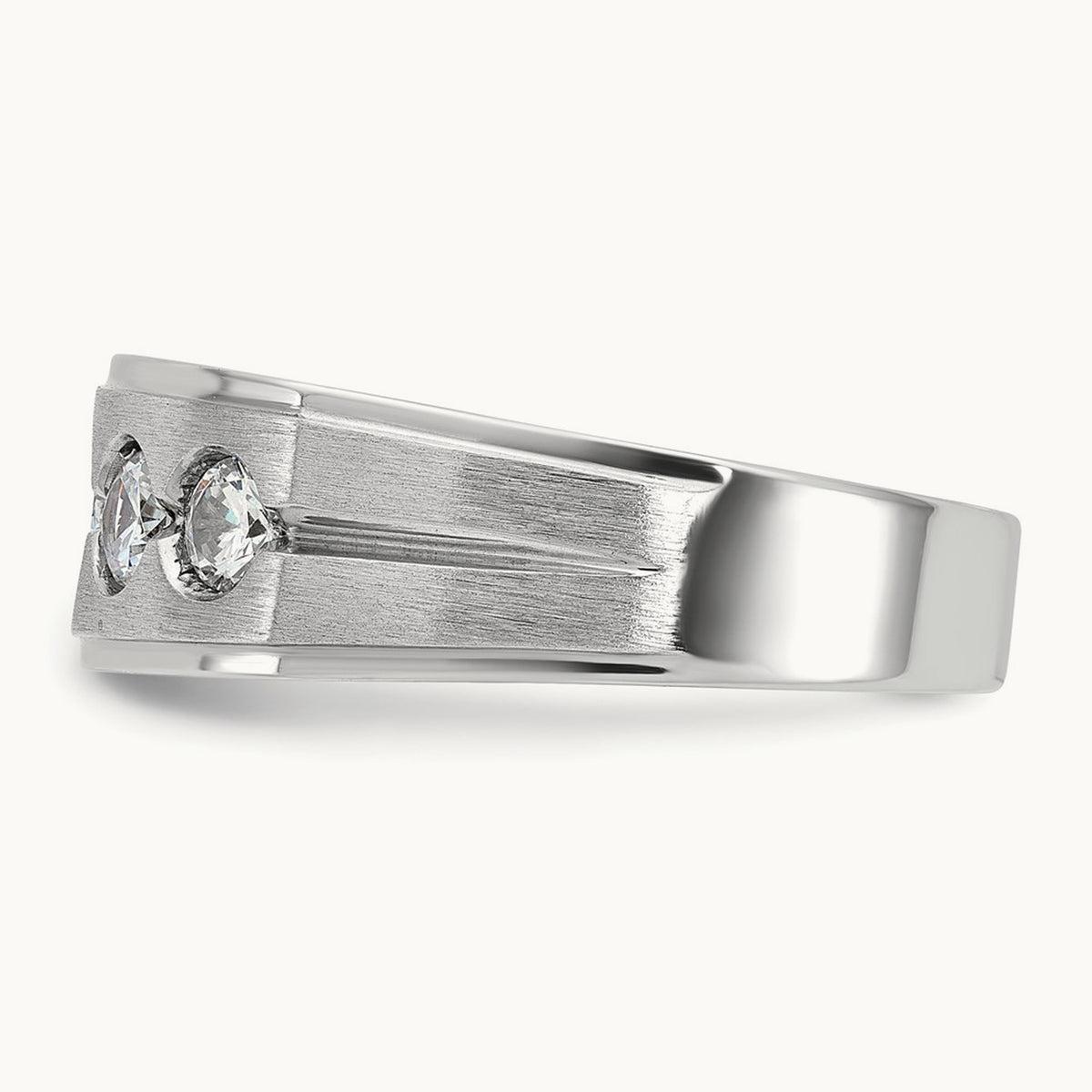 IBGoodman Men's Polished/Satin Diamond Complete Ring, 14K White Gold