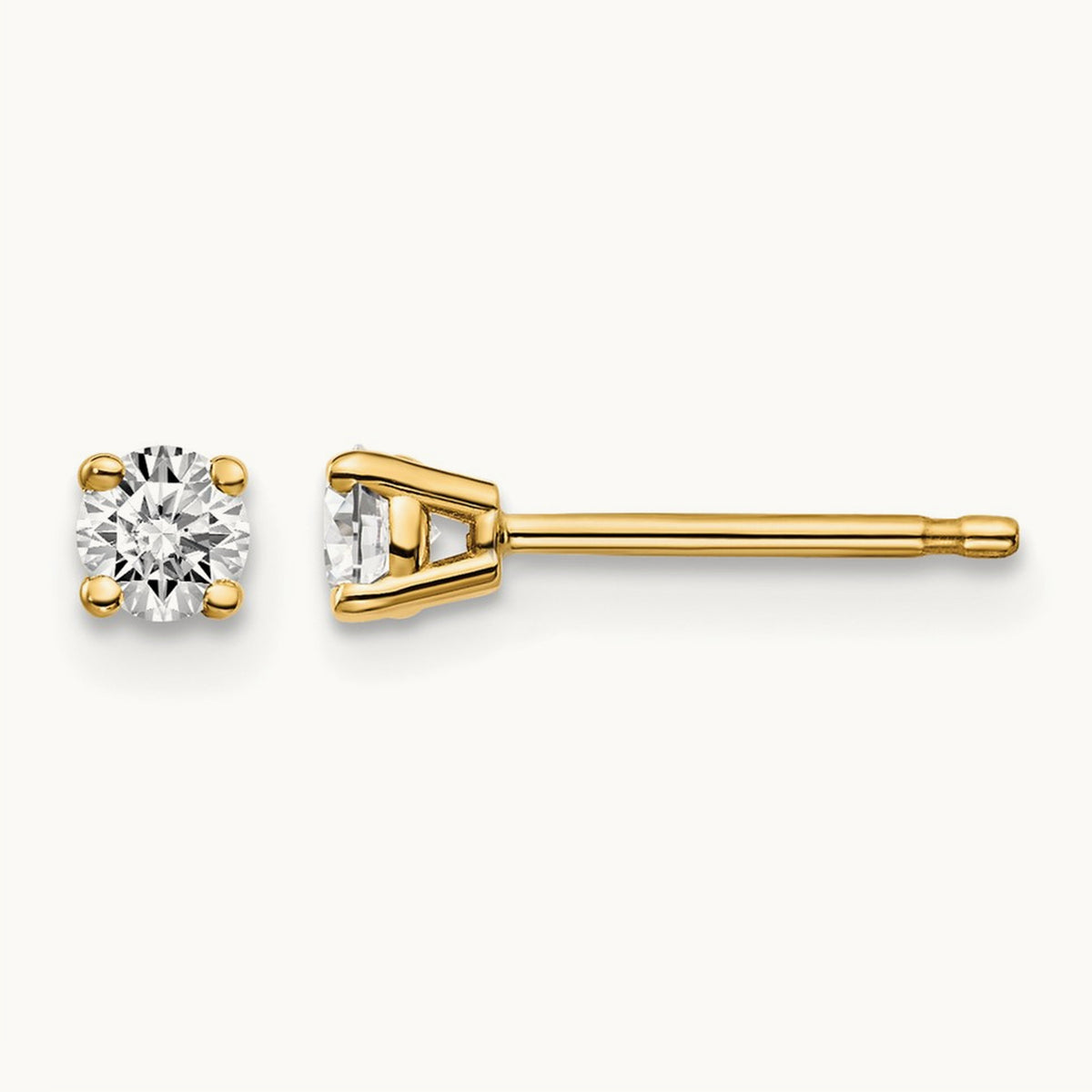 Round Diamond Stud Earrings — 14K Yellow Gold, 0.21 ct tw, I1 J-K · push back