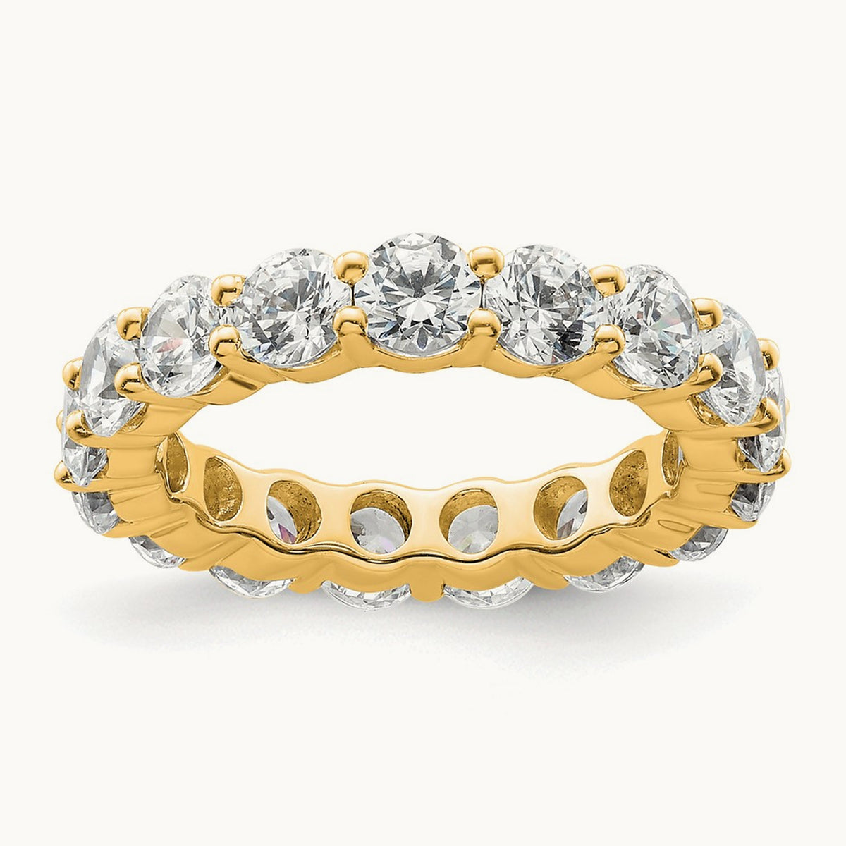 Polished Shared Prong Diamond Eternity Band, 3.00 ct tw — 14K Yellow Gold