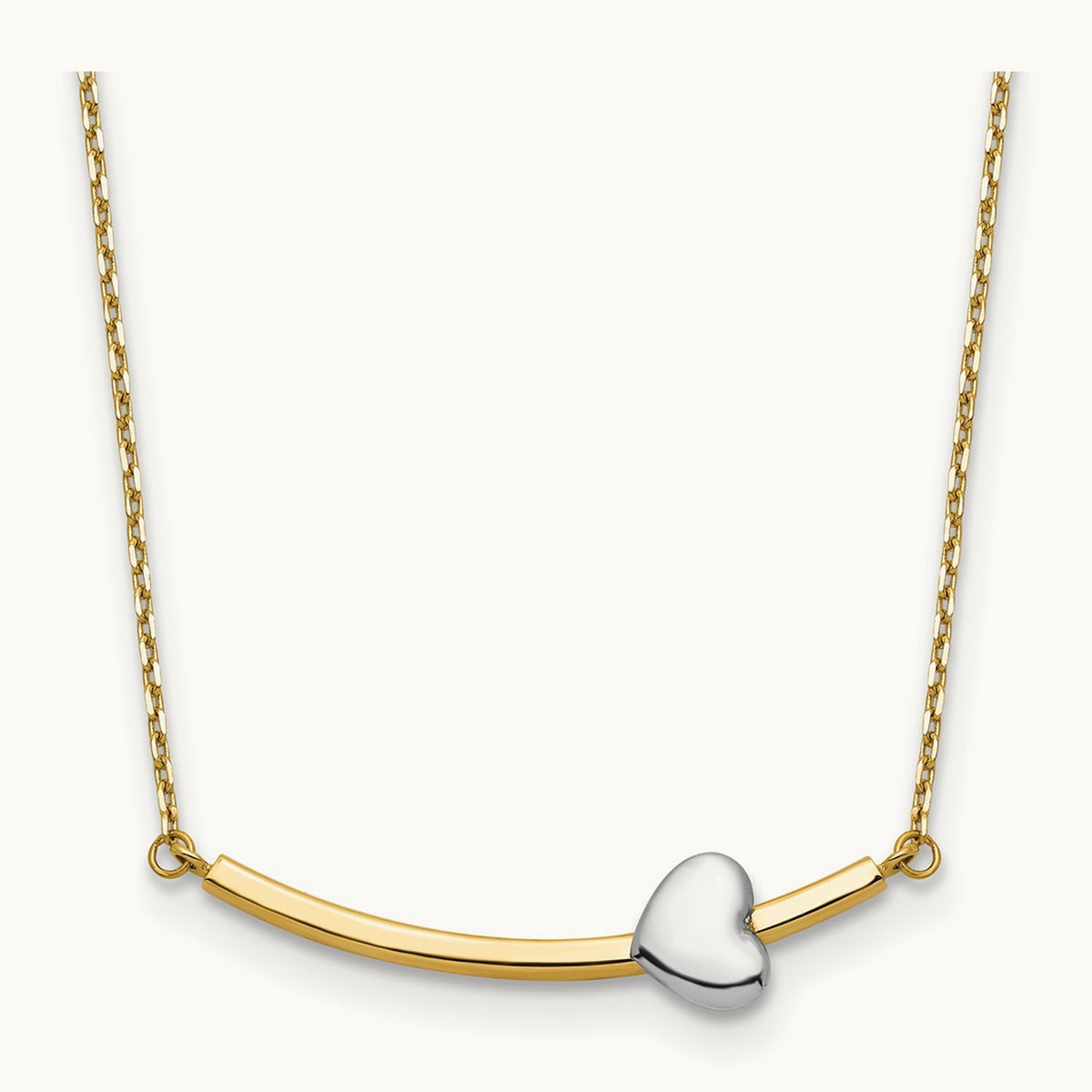 Heart Bar 18 inch Necklace, 14K Two-tone
