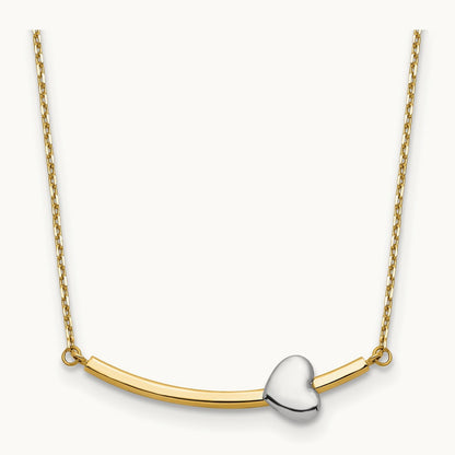 Heart Bar 18 inch Necklace, 14K Two-tone