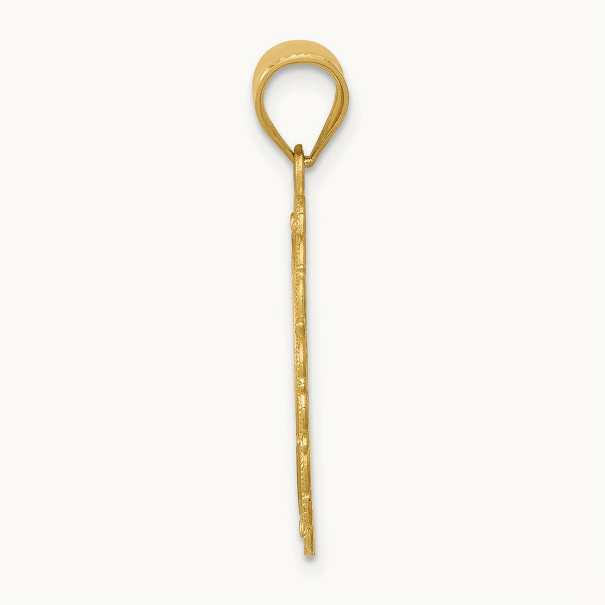 Solid Satin Polished Leo Zodiac Oval Pendant, 14K