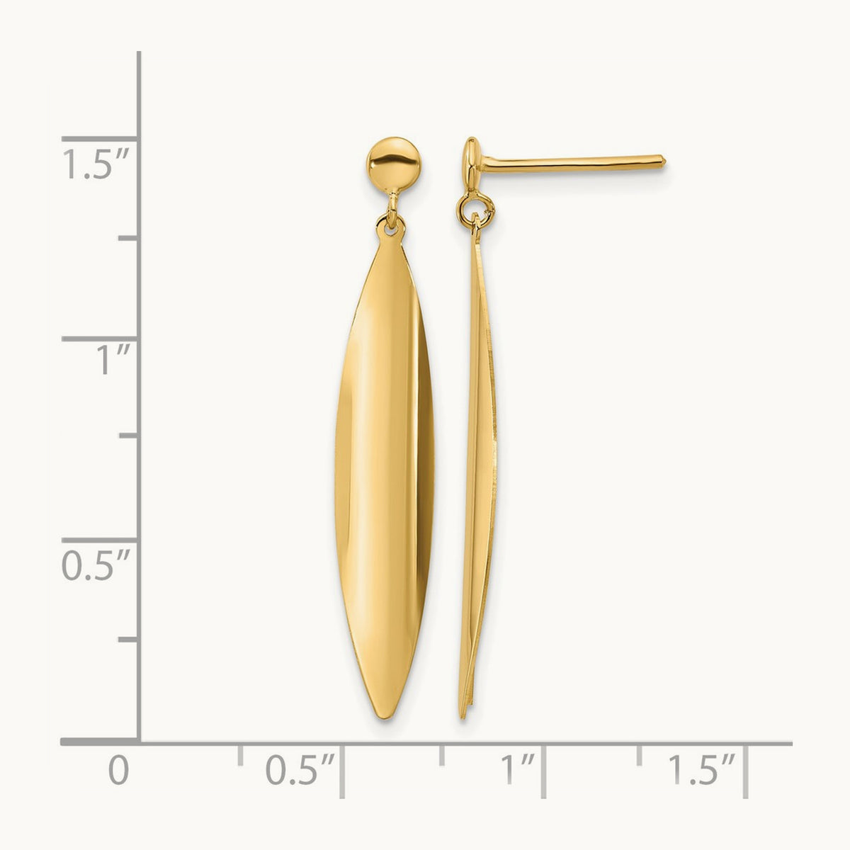 Polished Post Dangle Earrings — 14K Yellow Gold