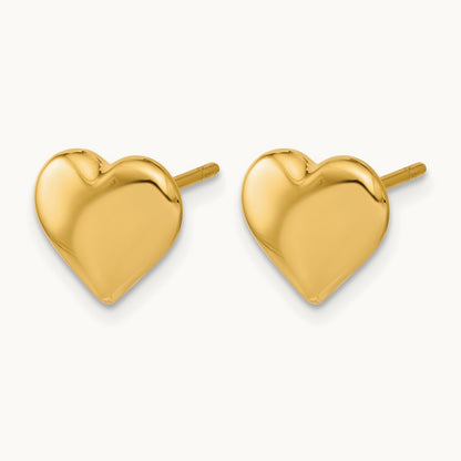 Polished Heart Post Earrings, 14K — Leslie's