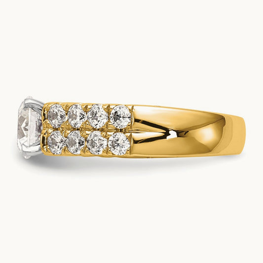 Semi-Mount Peg Set Engagement Ring, 1.25 ct tw Lab-Grown Diamond — 1 3/8 ct, VS/SI (Great), 14K Yellow Gold
