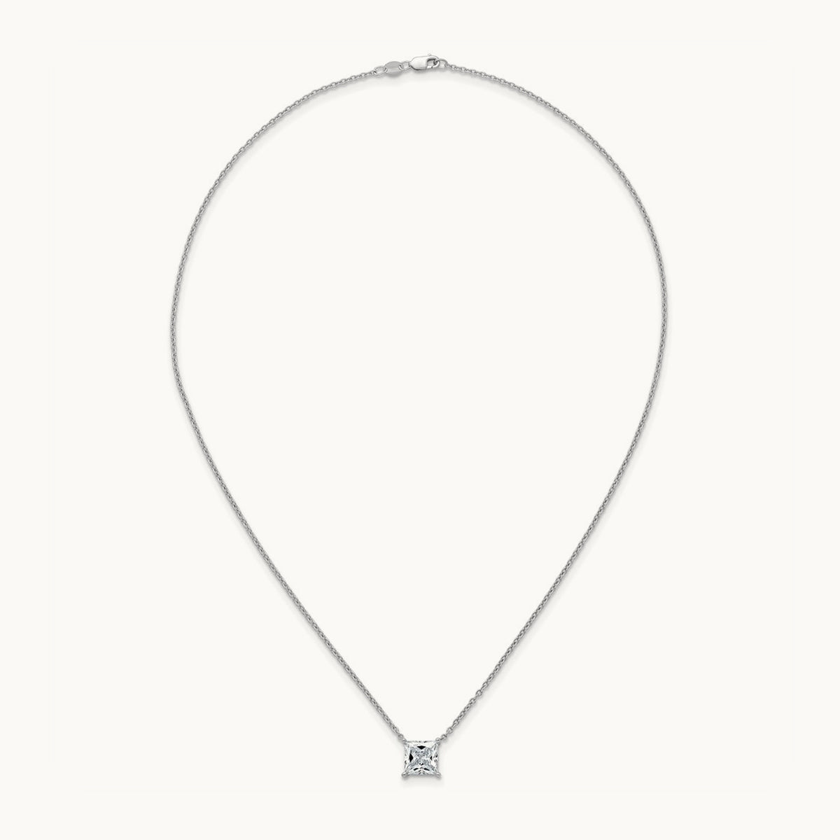 Princess Pendant Necklace, 0.25-4.00 ct tw Lab-Grown Diamond — 3 ct, 14K White Gold