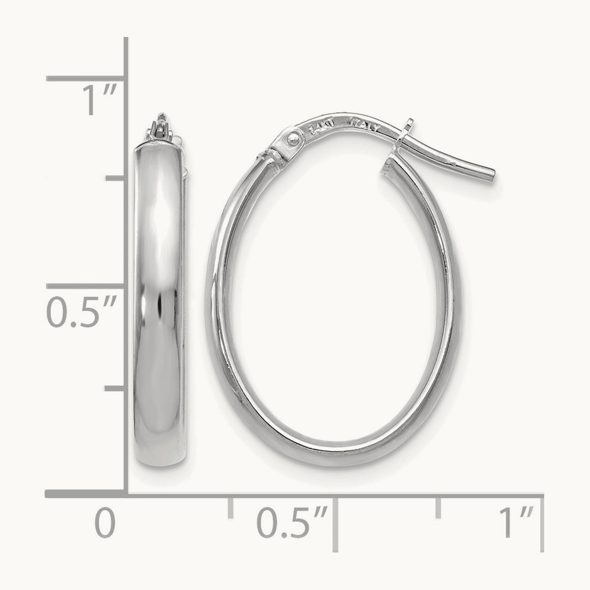 Polished Oval Hoop Earrings, 14K White Gold — Leslie's