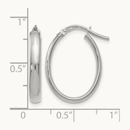 Polished Oval Hoop Earrings, 14K White Gold — Leslie's