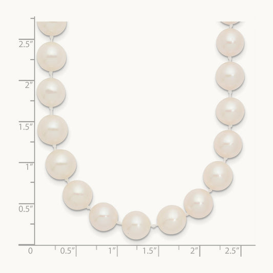 9- White Near Round Freshwater Cultured Pearl Necklace, 14K