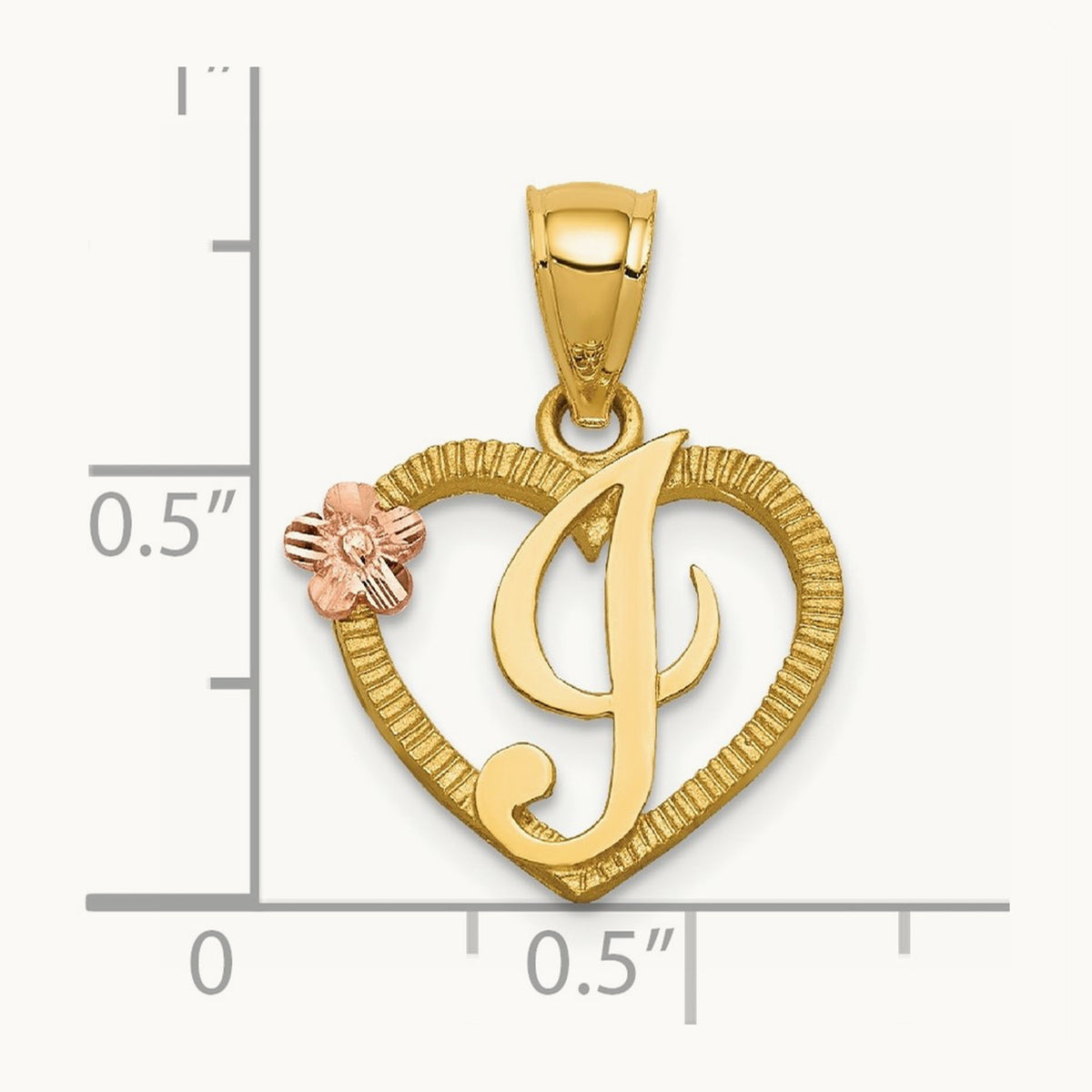 Heart Initial Pendant — 14K Two-Tone Gold, I