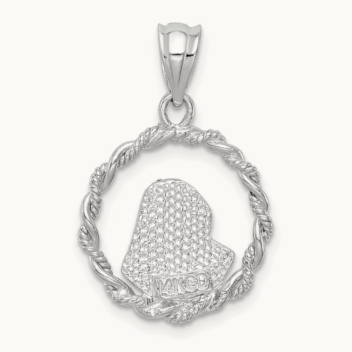 Brushed & Polished Diamond-cut Virgin Mary Pendant — 14K White Gold