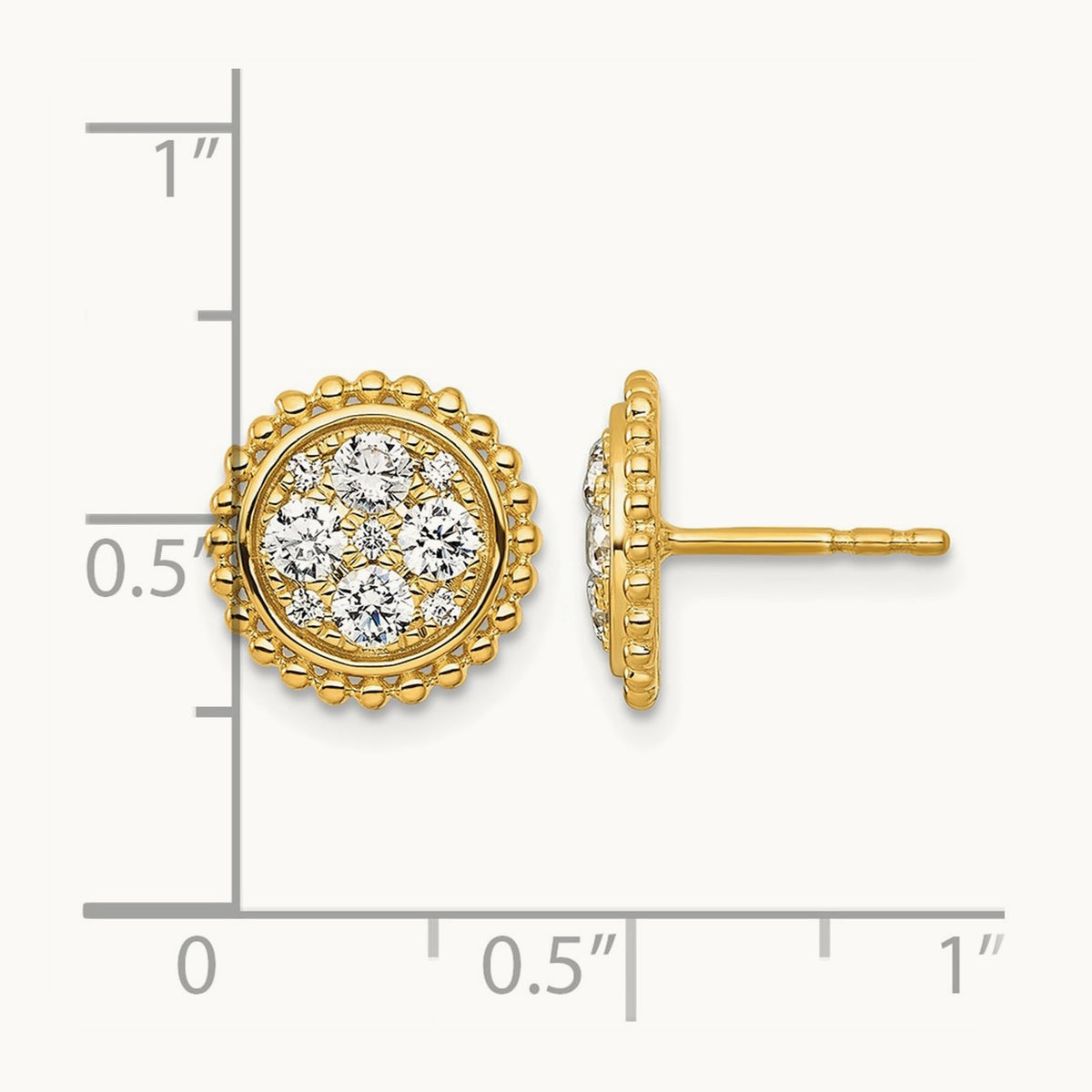 Cluster Post Earrings, 0.75 ct tw Lab-Grown Diamond — 14K Yellow Gold