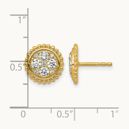 Cluster Post Earrings, 0.75 ct tw Lab-Grown Diamond — 14K Yellow Gold