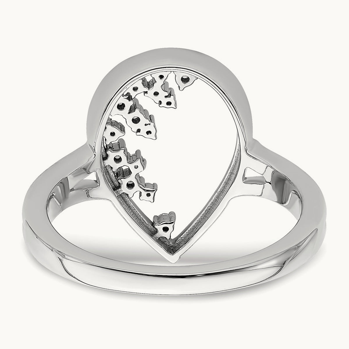 Polished Teardrop Diamond Ring, 14K White Gold