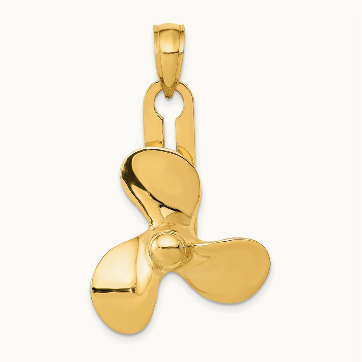 Moveable 3 Blade Propeller Pendant, 14K