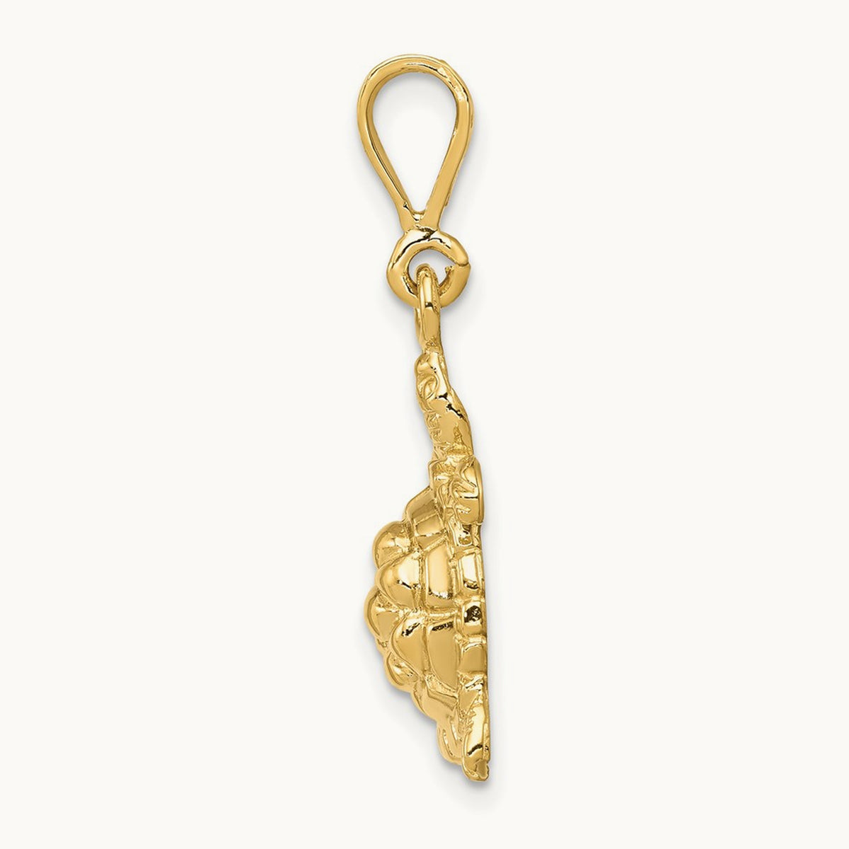 Solid Polished Open-Backed Sea Turtle Charm, 14K