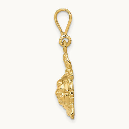 Solid Polished Open-Backed Sea Turtle Charm, 14K