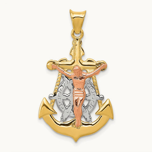 Tri-Color Mariner Crucifix Pendant — 31mm