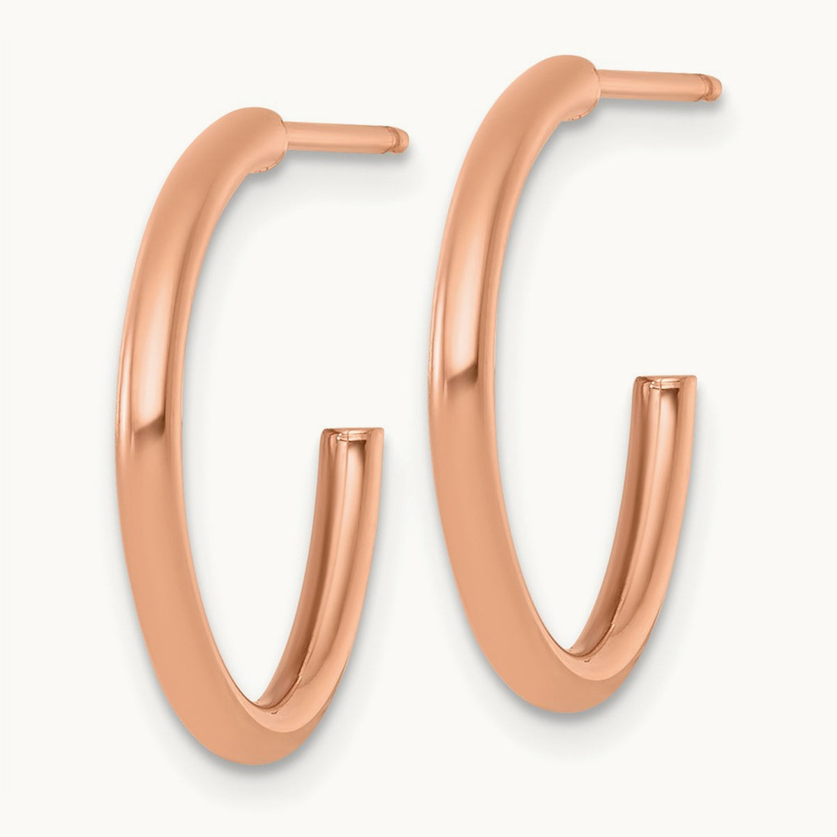2.0 x Polished Post Hoop Earrings — 14K Rose Gold