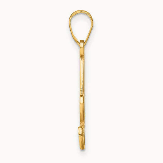 Script Initial Pendant with Diamond, 14K Yellow Gold