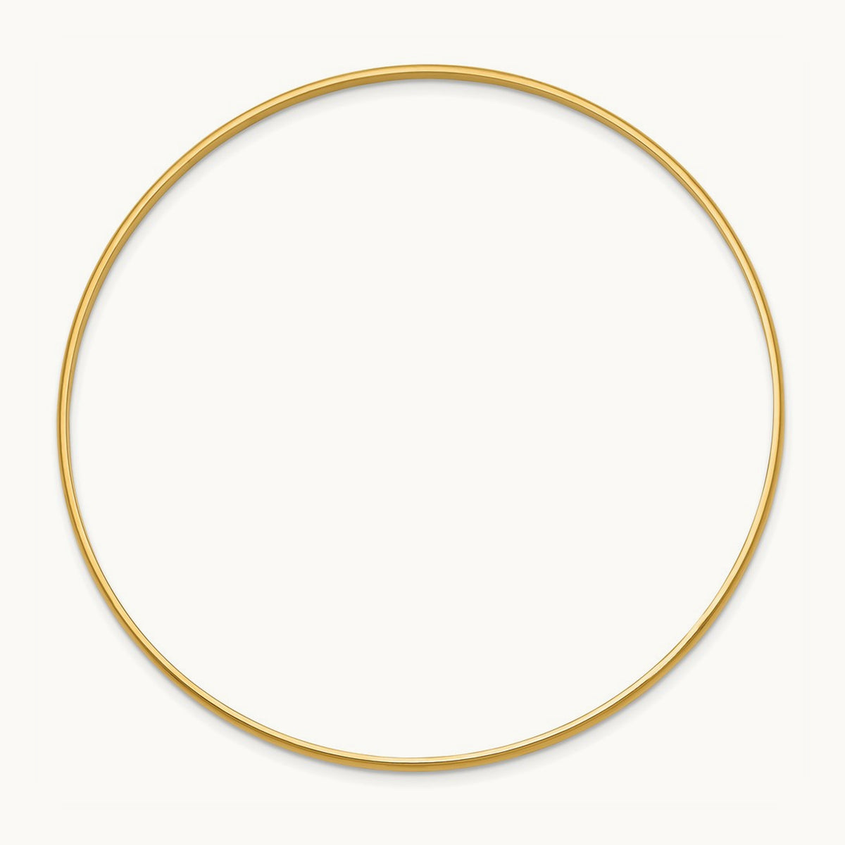 Solid Polished Half-Round Slip-On Bangle — 14K Yellow Gold, 2mm