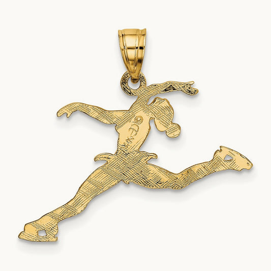 Ice Skater Jumping Charm, 14K